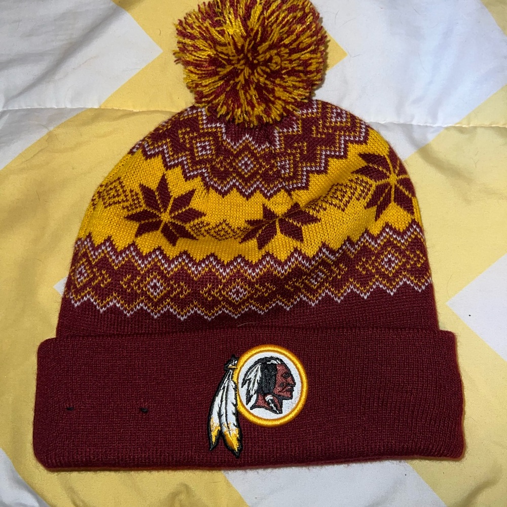 Washington Redskins Red and Yellow Knit Beanie with Pom